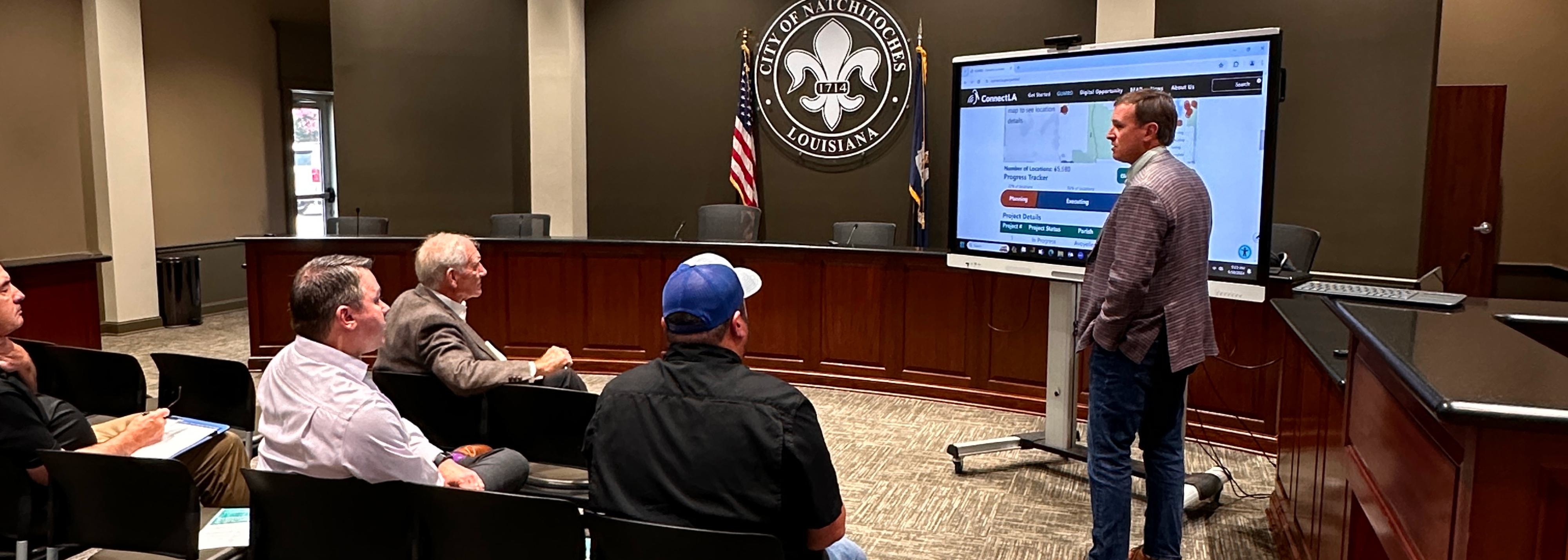 Deputy Director Thomas L. Tyler Jr. giving a presentation about ConnectLA in Natchitoches, Louisiana